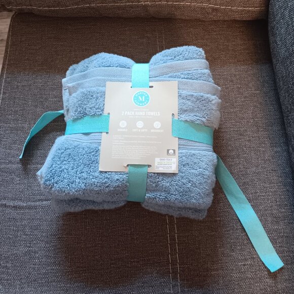 Martha Stewart Hand Towels (Set of 2) - Ice Blue - Picture 3 of 11